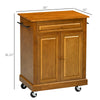Modern Kitchen Island on Wheels, Rolling Serving Cart with Drawer, Storage Cabinet, and 2 Towel Racks for Dining Room, Brown