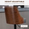 Counter Height Bar Stools Set of 2, Height Adjustable Swivel Barstools with Footrest and Tufted Back, Linen Fabric Bar Chairs, Dark Grey