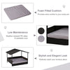Wicker Dog House Elevated Raised Rattan Bed for Indoor/Outdoor with Removable Cushion Lounge, Grey
