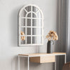 43" x 27.5" Wall Mirror, Arch Window Mirror for Wall in Living Room, Bedroom, Rustic White