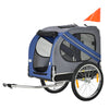 Dog Bike Trailer Pet Cart Bicycle Wagon Cargo Carrier Attachment for Travel with 3 Entrances for Off-Road & Mesh Screen - Blue / Grey