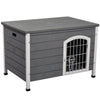 31"L Wooden Decorative Dog Cage Kennel Wire Door with Lock Small Animal House with Openable Top Removable Bottom Grey