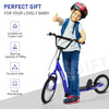 Youth Scooter Ride On Toy with Adjustable Handlebar, Dual Brakes, and Inflatable Wheels For Kids 5+ - Blue