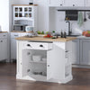47" Fluted-Style Wooden Kitchen Island, Kitchen Countertop Storage Cabinet with Drop Leaf, Drawer, Open Shelves, Storage, White