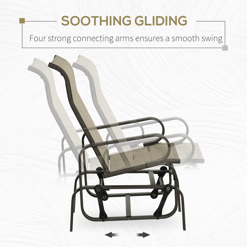 Gliding Lounger Chair, Outdoor Swinging Chair with Smooth Rocking Arms and Lightweight Construction for Patio Backyard, Tan / Brown