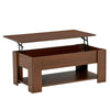 39" Lift Top Coffee Table with Hidden Storage Compartment and Open Shelf, Pop Up Coffee Table for Living Room, Brown