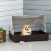 Wicker Dog House, Elevated Pet Sofa, Rattan Cat Bed, for Garden Patio with Foldable Roof, for Small or Medium-Sized Dogs, Coffee