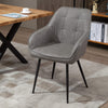 Modern Style Dining Chair Back Accent Chair with PU Leather Upholstery and Metal Legs for Living Room, Light Grey
