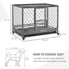 Heavy Duty Dog Cage Metal Kennel and Crate Dog Playpen with Lockable Wheels, Slide-out Tray, Food Bowl and Double Doors