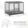 Heavy Duty Dog Cage Metal Kennel and Crate Dog Playpen with Lockable Wheels, Slide-out Tray, Food Bowl and Double Doors