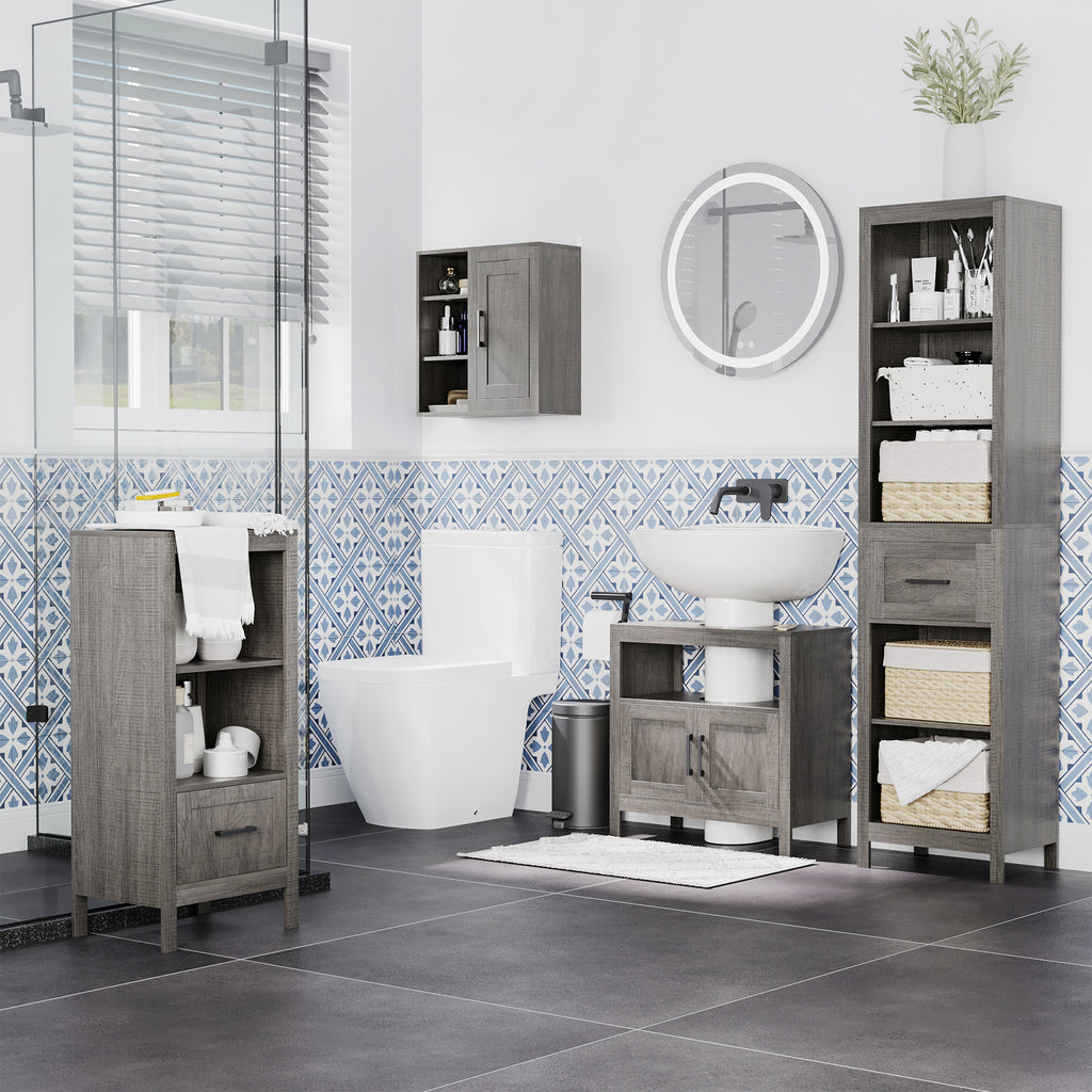 under Sink Storage Cabinet with 2 Doors and Shelf, Pedestal Sink Bathroom  Vanity