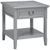 Retro Side Table, End Table with Storage Drawer and Open Shelf for Living Room, Bedroom, Gray