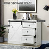 Farmhouse Kitchen Sideboard, Buffet Cabinet with Sliding Barn Door and 3 Storage Drawers for Living Room, White
