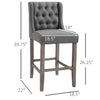 Bar Stools, Bar Stools with Backs, Rubberwood Legs for Kitchen, Bar, Counter Height Stools, Grey