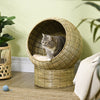 Cat Basket Bed with Cushion, Elevated Kitty House with Stand for Indoor Cats, Î¦20" x 23.5"H, Yellow