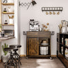 Rustic Farmhouse Kitchen Cart, Rolling Storage Island with Adjustable Shelf, Sliding Barn Door Cabinet