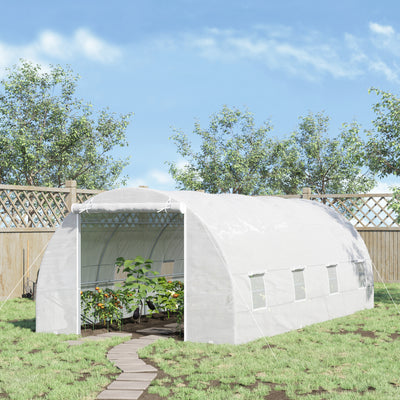 Freestanding High Tunnel Walk-In Garden Greenhouse Kit with Large Footprint & Tough PE Walls 20 x10 x7 White