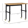 47" Work Bench with Height Adjustable Legs, Bamboo Tabletop Workstation Tool Table on Wheels for Garage, Weight Capacity 1320 Lbs, Black