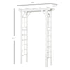 7' Wood Steel Outdoor Garden Arched Trellis Arbor with Natural Fir Wood & Side Panel for Climbing Vines, White