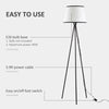 Modern Tripod Floor Lamp Free Standing Land Lamp w/ Steel Frame, Footswitch, Fabric Lampshade and E26 Base for Living Room, Bedroom - Black