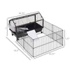 35"L Small Animal Cage Bunny Playpen with Main House with Rolling Wheel Guinea Pigs, Chinchilla Cage