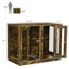 Large Furniture Style Dog Crate with Removable Panel, End Table with Two Rooms Design and Two Front Doors, Rustic Brown, 47" x 23.5" x 35"
