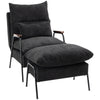 Accent Chair with Ottoman, Reclining Comfy Chair with Adjustable Backrest, Steel Frame and Pillow for Living Room, Bedroom, Black