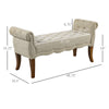 Traditional Style Entryway Bed End Shoe Bench with Button Tufted and Rounded Arm for Living Room, Beige