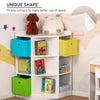 Wooden Kids Cabinet Corner Storage Drawer Clothes Books Organizer Children Display Shelf Wardrobe for Bedroom 9-Cubby Bins, White