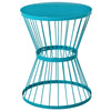 16" Steel Patio End Table, Side Table with Hourglass Design, Accent Table for Outdoor and Indoor Use, Blue