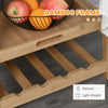 Bamboo Rolling Kitchen Island Trolley Storage Cart with Granite Top, a Slide-Out Basket & Wine Storage Rack