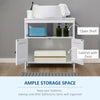 Pedestal Under Sink Cabinet with Double Doors, Modern Bathroom Vanity Storage Unit with Shelves, White