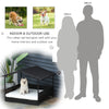 Wicker Dog House Elevated Raised Rattan Bed for Indoor/Outdoor with Removable Cushion Lounge, Cream