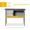 Elevated Rabbit Hutch Bunny Hutch with Hinged Asphalt Roof, Removable Tray, Fir Wood Bunny Cage for Indoor/Outdoor, Grey