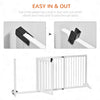 Adjustable Wooden Pet Gate Freestanding Dog Barrier Fence Doorway 3 Panels Safety Gate w/ Lockable Door, White 44.5"-65.25"x14.25"x28"