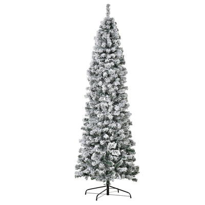 7.5ft Pre-Lit Snow-Flocked Slim Douglas Fir Artificial Christmas Tree with Realistic Branches, 350 LED Lights and 641 Tips