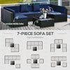 7-Piece Patio Furniture Sets Outdoor Wicker Conversation Sets PE Rattan Sofa set with Cushions & Tempered Glass Desktop, Dark Blue
