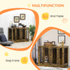 Large Furniture Style Dog Crate with Removable Panel, End Table with Two Rooms Design and Two Front Doors, Rustic Brown, 47" x 23.5" x 35"