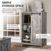 Accent Cabinet, Kictchen Cupboard Storage Cabinet, 3-Tier Organizer with Barn Door and Adjustable Shelf, Grey Oak
