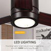 44'' Mount Ceiling Fan with Light, Modern Indoor LED Lighting Fan with Remote Control, for Bedroom, Living Room, Brown