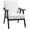 Accent Chairs with Seat and Back Cushion, Upholstered Arm Chair for Bedroom, Living Room Chair with  Wood Legs, Cream White