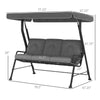 3-Seat Patio Swing Chair, Outdoor Canopy Swing with Adjustable Shade, Cushion, for Porch, Garden, Poolside, Backyard, Grey