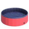 Foldable PVC Dog Pool 12" x 47" Collapsible Pet Swimming Bathing Tub Home Outdoor Foldable Plastic Dog Pool, Red and Blue