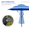 9' 3-Tier Patio Umbrella, Outdoor Market Umbrella with Crank and Push Button Tilt for Deck, Backyard and Lawn, Dark Blue