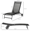Patio Chaise Lounge Chair Set of 2, 2 Piece Outdoor Recliner with Wheels, 5 Level Adjustable Backrest for Garden, Deck & Poolside, Black
