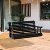 46" 2-Person Porch Swing Wooden Patio Swing Bench with Cup Holders, Slatted Design, & Chains Included, 440lb Weight Capacity, Black