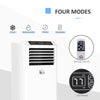 8000BTU Portable Mobile Air Conditioner Cooling Dehumidifying Ventilating with Remote Controller, LED Display, 2 Speed Fans, White