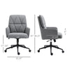 Leisure Office Chair Linen Fabric Swivel Computer Home Study Bedroom with Wheels  Grey