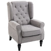 Fabric Tufted Club Accent Chair with Removable Cushion Wooden Legs - Grey