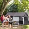Grey 8-10 Man Camping Tent with Weatherproof Rain Cover, Double Layer Backpacking Family Shelter with Mesh Windows, Zipper Door